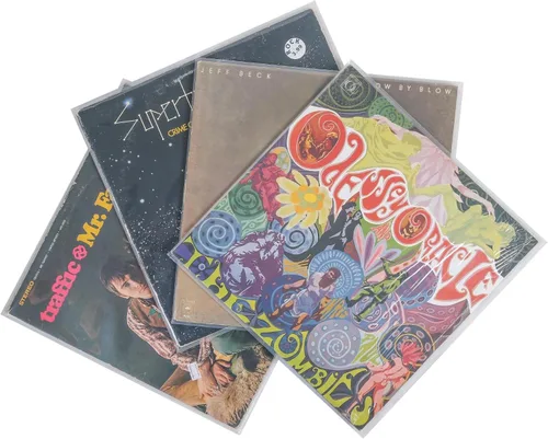 Vista 2 de Fundas para discos de vinilo de 4 mil (0.004 pulgadas) HDPE, paquete de 50 fundas de polietileno de calidad de archivo, fundas de plástico