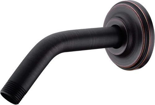 Vista 14 de Brazo de ducha en ángulo de 6 pulgadas con brida de acero inoxidable montado en la pared para cabezal de ducha superior, negro mate