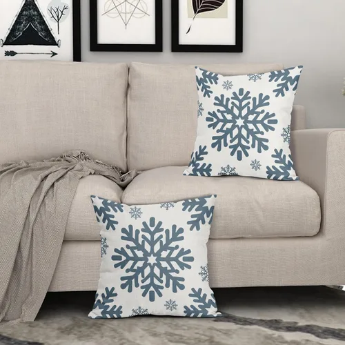 Vista 59 de Fundas de almohada decorativas de Navidad negras 40x40 cm con copos de nieve blancos de Navidad, juego de 2, temática rústica de invierno