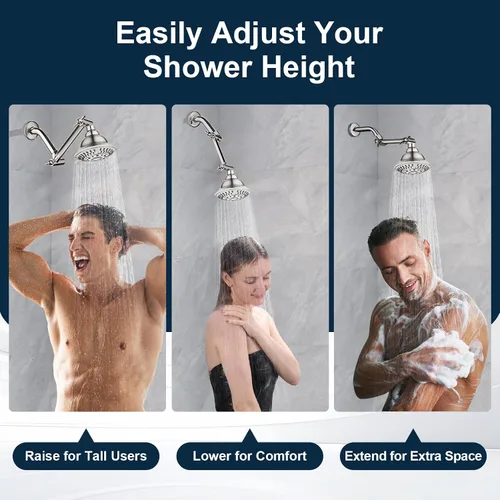 Vista 4 de BRIGHT SHOWERS Brazo extensor de ducha de latón para cabezal de ducha de lluvia y de mano, brazo de extensión de cabezal de ducha universal de 5