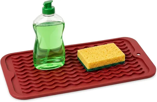 Vista 18 de ZLR 2 bandejas de silicona para fregadero (6 x 12 pulgadas/6.024 x 12.008 in) - Soporte estrecho para esponja para encimera de cocina - Tapete Negro
