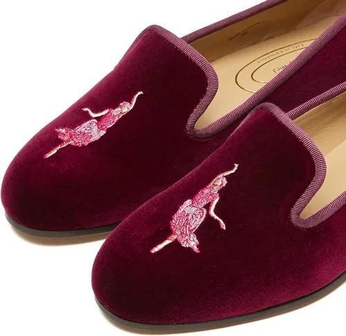 Vista 6 de Journey West Mocasines planos de terciopelo para mujer con bordado para fumar