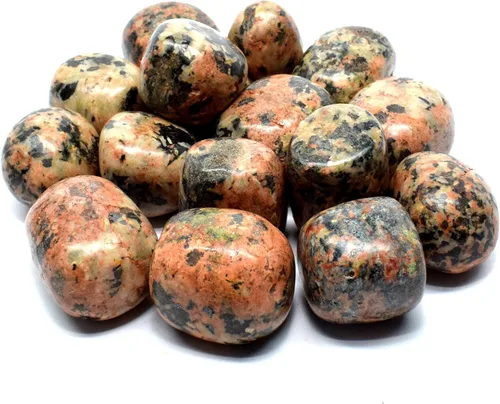 Vista 2 de HQRP Ortopoclasa naranja con inclusiones de turmalina negra, piedras pulidas, piedras preciosas de feldespato natural, piedras preciosas de cristal
