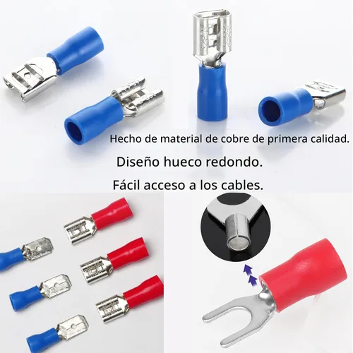 Vista 4 de Feggizuli 280 piezas de conectores de crimpado, kit de conectores macho y hembra de pala de 2.8 mm, 4.8 mm, 6.3 mm, 15 tipos de terminales