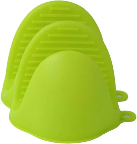 Vista 4 de IMIKE Mini guantes de silicona para horno, manoplas de cocina, agarres para olla, horno para hornear, microondas, 3 pares