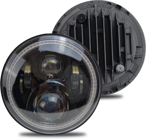 Vista 7 de Faros redondos LED de 7 pulgadas con halo DRL blanco, señal de giro ámbar, compatibles con JK JKU TJ