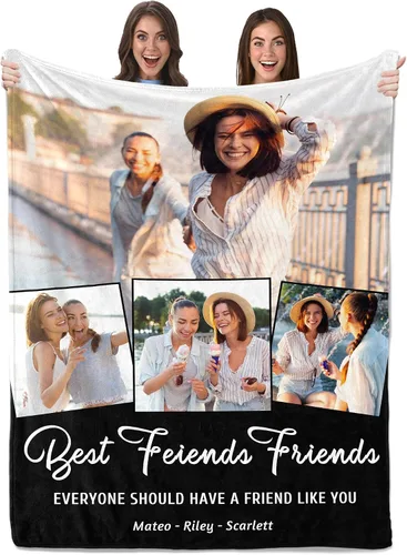 Vista 12 de Envío al día siguiente, regalos de cumpleaños para mejores amigas, manta personalizada con fotos, regalos de manta para mejores amigas y BFF, regalo