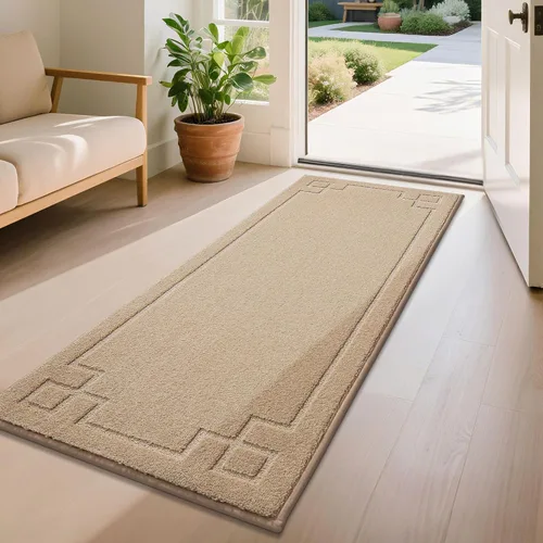 Vista 15 de BEQHAUSE - Tapete para puerta de 20 x 32 pulgadas, antideslizante, lavable para interiores, color beige