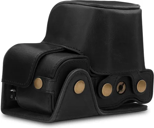 Vista 2 de MegaGear MG1651 Ever Ready Funda de piel para cámara Compatible con Sony Alpha A6400 (16-50mm) - Negro