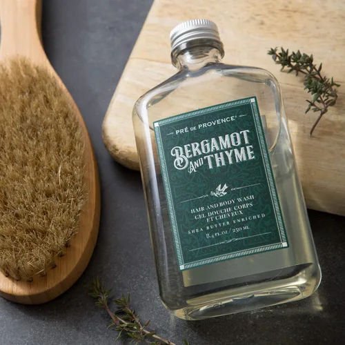 Vista 3 de Pre de Provence Bergamot & Thyme Colección de fragancias para hombre, gel de baño y cabello, 8.5 fl oz