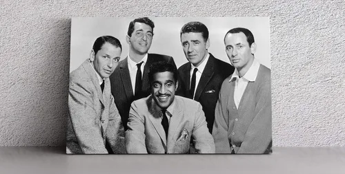 Vista 3 de Rat Pack Poster Black and White Group Canvas Wall Art Home Decor Framed Art (18"x12" Stretched on Wood)