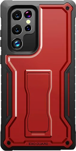 Vista 8 de ExoGuard Funda para Samsung Galaxy S22 Ultra, funda de goma resistente a prueba de golpes con soporte incorporado (azul)