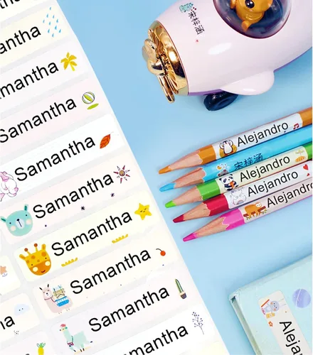 Vista 7 de jifu Sello personal con nombre personalizado para ropa de niños, sellos de firma para firmar nombre (120 calcomanías, 1 unidad)