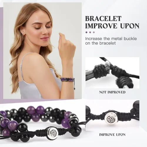 Vista 42 de Triple Protection Bracelet - for Protect & Balance - Energy Crystal Handmade Bracelets for Men Women
