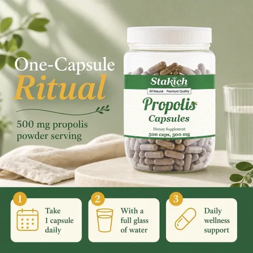 Vista 8 de Stakich Cápsulas de 500 mg (cápsulas de propóleo 500 mg (500 unidades)