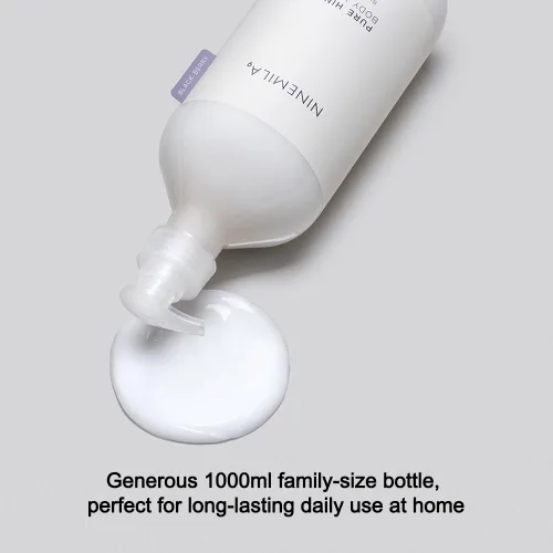Vista 6 de NINEMILA Loción corporal pura Hinoki, aroma a bayas negras, bomba de 33.8 fl oz, manteca de karité y glicerina, agua de Jeju Hinoki 50,000 ppm