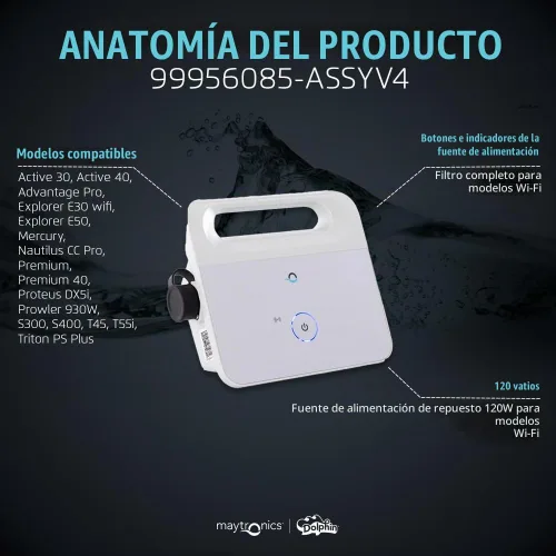 Vista 4 de Dolphin Pieza de repuesto genuina — Fuente de alimentación para modelos Wi-Fi — Número de pieza 99956085-ASSYV4