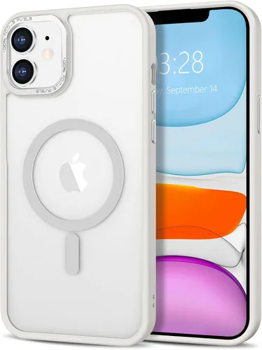 Vista 281 de Anuck - Funda magnética para iPhone 11 compatible con MagSafe, carcasa trasera mate translúcida dura, borde de TPU, delgada, resistente a impactos