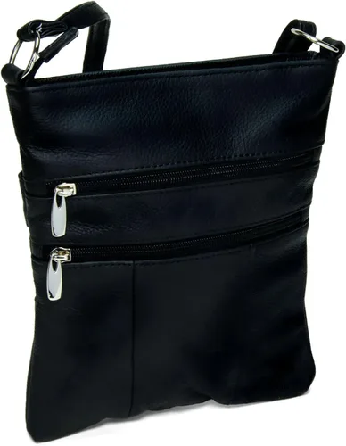 Vista 2 de Bolso cruzado de cuero genuino negro