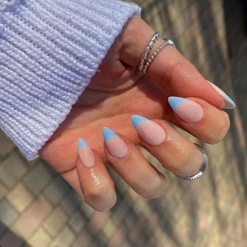 Vista 15 de Uñas postizas a presión con punta francesa negra, uñas cortas de almendra, uñas con pegamento para mujer, uñas acrílicas francesas de gel, uñas