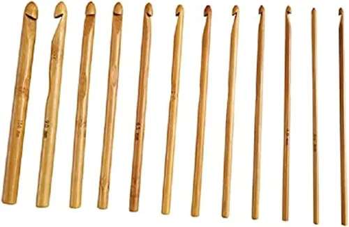 Vista 4 de 12 ganchos de ganchillo de bambú de 6 pulgadas para tejer, ganchos para tejer, hilo de tejido artesanal de 3 a 0.394 in de diámetro