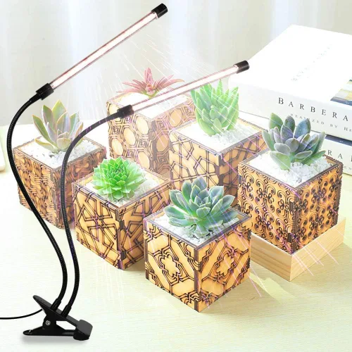Vista 5 de Luz de cultivo de plantas, espectro completo de 6000 K con LED rojos y blancos ajustables, atenuación de 10 niveles, lámpara de clip alimentada por
