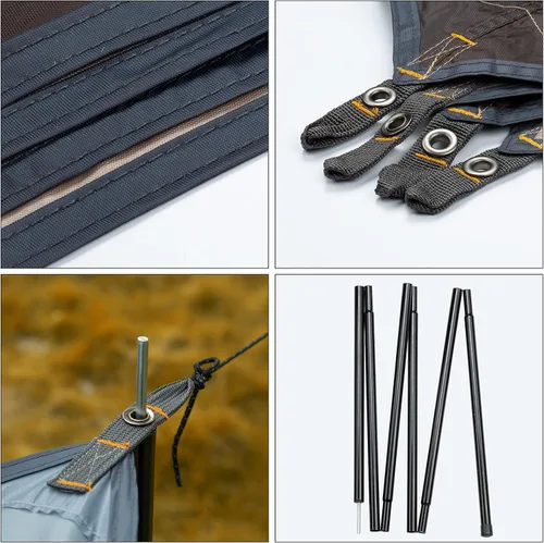 Vista 4 de Forceatt Lona de 12 x 14 pies con 2 postes, lona impermeable para camping, toldo de automóvil, lona ligera para campamento que se puede utilizar