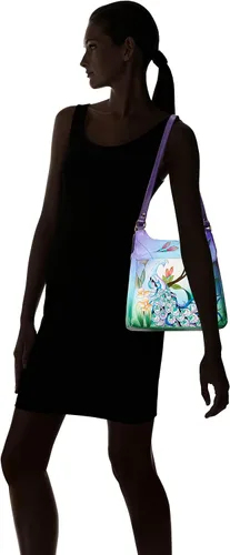 Vista 8 de Anna by Anuschka Obra de arte original pintada a mano, cuero auténtico, cartera de triple compartimento