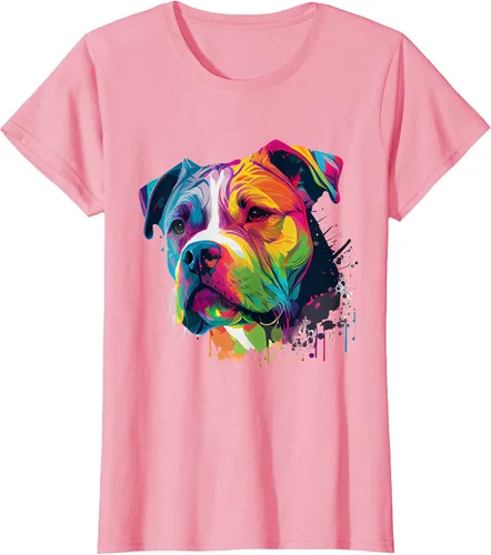 Vista 58 de Colorful American Bulldog American Bully Men Women T-Shirt Asphalt Grey