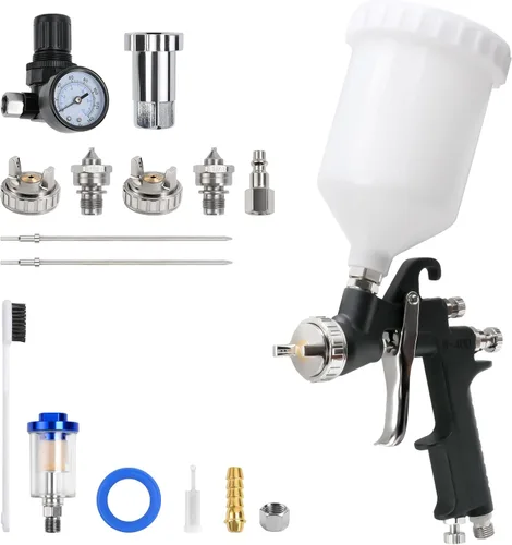 Vista 12 de HVLP Mini Pistola Pulverizadora de Pintura con Boquilla de 0.8 mm, Capacidad de 125 cc, Pistola Pulverizadora de Pintura con Alimentación por