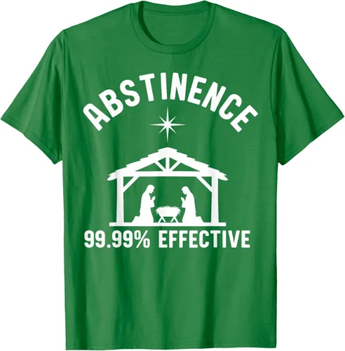 Vista 4 de Abstinence 99.99 Percent Effective Nativity Christmas Joke T-Shirt