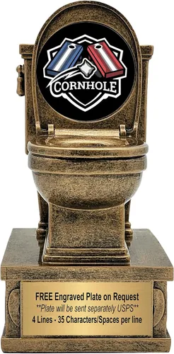 Vista 10 de Decade Awards Trofeo de pedestal dorado para inodoro con insertos opcionales, 7 pulgadas de alto, placa grabada bajo petición 1er lugar