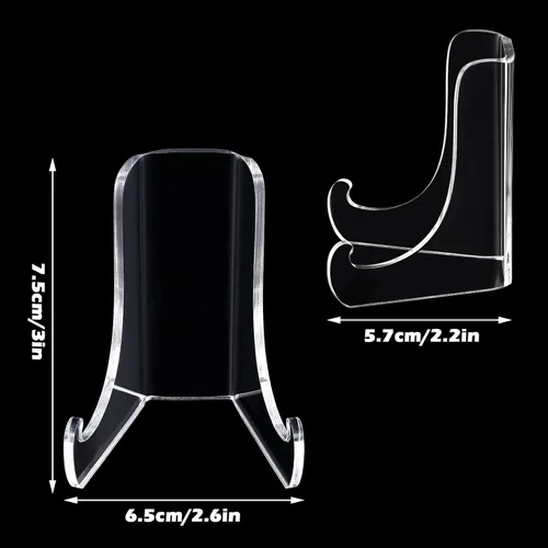 Vista 2 de Chunful 2 soportes de placa de acrílico transparente, caballetes de acrílico transparente con estantes de soporte profundo para exhibir tarjetas