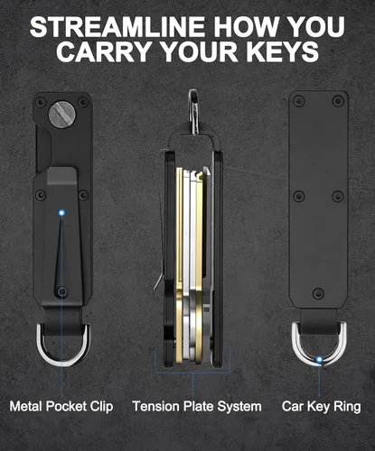 Vista 2 de TUXON Key Organizer For Men - Compact Metallic Key Holder Minimalist Innovative Keyholder Smart Keychain Secures 1-5 Keys