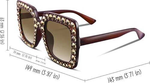 Vista 5 de FEISEDY - Gafas de sol de cristal brillante para mujer, gran tamaño, cuadradas, marco grueso, B2283