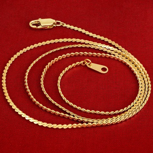 Vista 3 de LIFETIME JEWELRY Collar de cadena serpentina de 0.055in para mujeres y hombres, chapado en oro de 24 quilates, Chapado en oro, No es una piedra