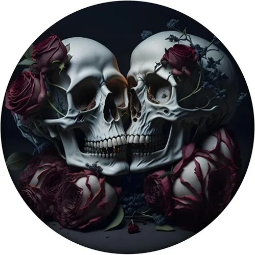 Vista 3 de Calavera de azúcar pareja amor negro gótico floral rosas rojas PopSockets intercambiables PopGrip