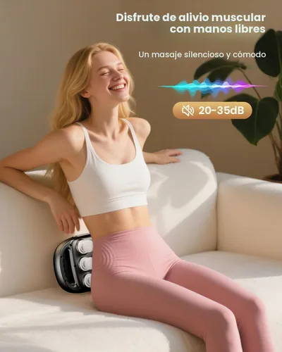 Vista 2 de Pistola de masaje de 6 cabezas, masajeador de espalda de tejido profundo con 9 intensidades ajustables y 9 modos, masajeador eléctrico de percusión