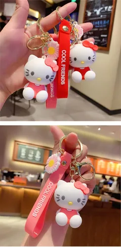 Vista 4 de CmfyArt Llavero creativo para niñas y mujeres lindo kawaii con lazo para gato gato gatito para novia San Valentín Navidad cumpleaños bolsa de regalo