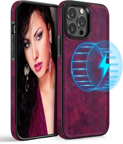 Vista 15 de LOHASIC Funda diseñada para iPhone 13 Pro con MagSafe, clásica y elegante piel suave agarre antideslizante a prueba de golpes, funda protectora