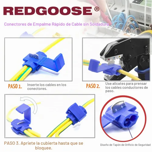 Vista 3 de 100 unidades de conectores de cable de empalme rápido sin soldadura, conector de cable eléctrico de cierre de clic calibre 12-10 (amarillo)