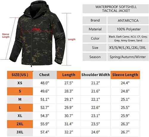 Vista 7 de Antartica - Chaqueta impermeable de estilo militar y camuflado para hombre