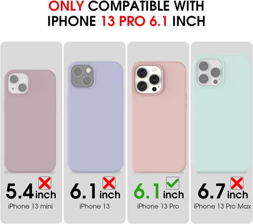 Vista 2 de Funda compatible con iPhone 13 Pro 2021, silicona líquida de gel suave de goma de 3 capas de cobertura completa