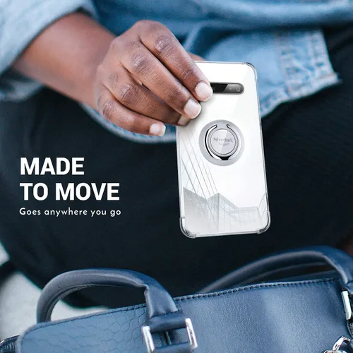 Vista 5 de Silverback - Carcasa transparente para LG V60 ThinQ con soporte de anillo TPU suave protector, parachoques amortiguador, a prueba de golpes