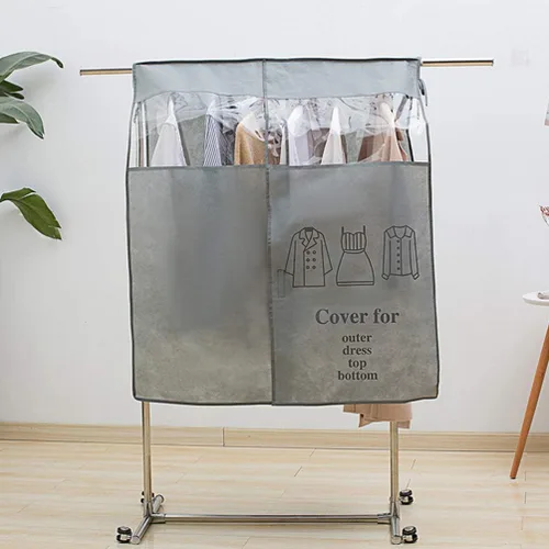 Vista 8 de Bolsas de ropa para colgar ropa, 43. 7 bolsas transparentes para colgar ropa para armario, cubierta inferior cerrada para perchero, protector