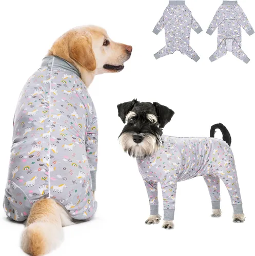 Vista 18 de Traje de recuperación para perros grandes y medianos después de la cirugía, mameluco antilameduras suave y transpirable para perros, alternativa al