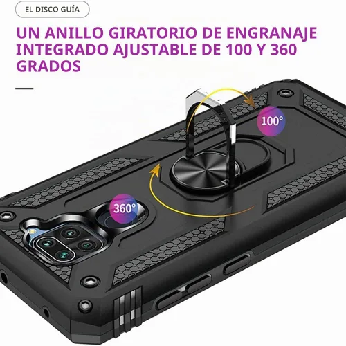 Vista 2 de Funda para Xiaomi Redmi Note 9 con protector de pantalla de cristal, híbrida resistente a los arañazos de doble capa, antiarañazos, a prueba