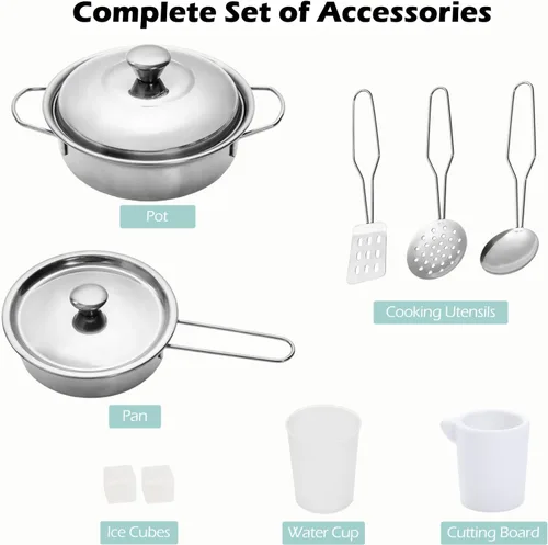 Vista 6 de INFANS Juego de cocina para niños, cocina de madera con sonido ligero realista, juguete de cocina para niños y niñas mayores de 3 años (blanco)