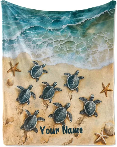 Vista 13 de Jekeno Manta de Tortuga Marina para Adultos y Niños, Regalo de Manta de Tortuga Marina para Mujeres y Hombres, Decoración de Playa para Dormitorio
