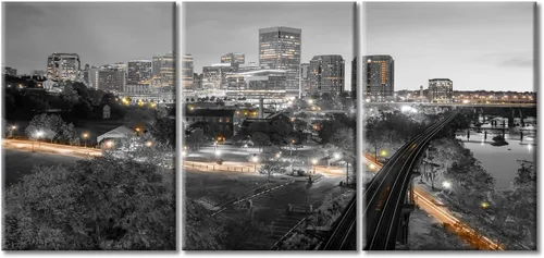 Vista 35 de TUMOVO Arte de pared en blanco y negro con paisaje urbano de Nueva York, decoración de pared de horizonte de Nueva York para sala de estar, puente